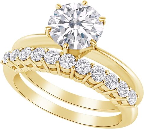 1-8 قيراط (CTW) الذهب الأبيض جولة مختبر مقطع Diamond Diamond Solitaire Sustded Band Bridal Set (Color E-F Clarity VS2-SI1) in Saudi Arabia