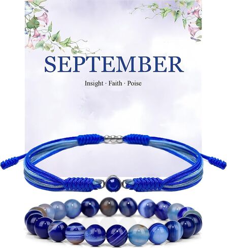 Birthstone Bracelets للنساء الرجال ، شفاء حماية الكريستال حجر الوردة حبات كريستال حبات ، سلسلة خلاف زودياك هدايا مجوهرات عيد ميلاد المجوهرات in Kuwait