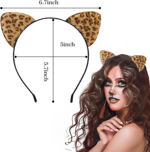 THAUSDAS LEOPARD CHEETAH EARS عقال ، آذان CAT إكسسوارات عقال CAT للنساء الفتيات ، حفلات الهالوين إكسسوارات الأزياء للبالغين in Saudi Arabia