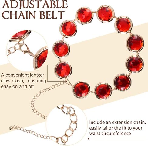Ammiko 9PCS Raven Belt and Gems Raven Cosplay Waist Belt Red Gems Diamond Rhinestones Halloween Cosplay Accessories in Saudi Arabia