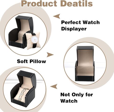 Eorbow 8 Pack Black PU Leather Watch Box with Pillow, Single Grid Display Case for Jewelry, Bracelet, Wristwatch Storage, Ideal Gift Holder for Men and Women in Saudi Arabia