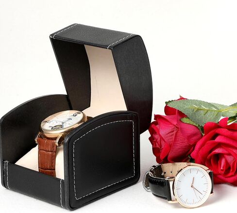 Eorbow 8 Pack Black PU Leather Watch Box with Pillow, Single Grid Display Case for Jewelry, Bracelet, Wristwatch Storage, Ideal Gift Holder for Men and Women in Saudi Arabia