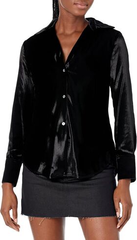 Vince Women's Velvet Bias Long Sleeve Shirt in Saudi Arabia
