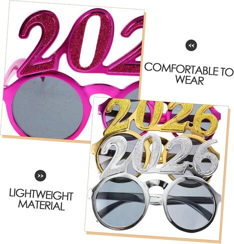 Heallily 4pcs 2026 نظارات: رأس السنة الجديدة ، نظارة شمسية ، فئة 2026 ، نظارات ، خيار ، خيالي ، نظارة شمسية مضحكة ، الحزب ، الدعائم in Kuwait