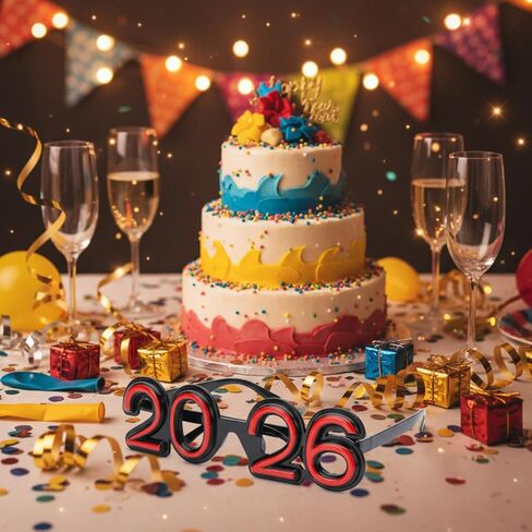Logofun 4pcs 2026 نظارات الحفلات ذات الطابع مع تأثير ثلاثي الأبعاد للاحتفالات ليلة رأس السنة in Kuwait