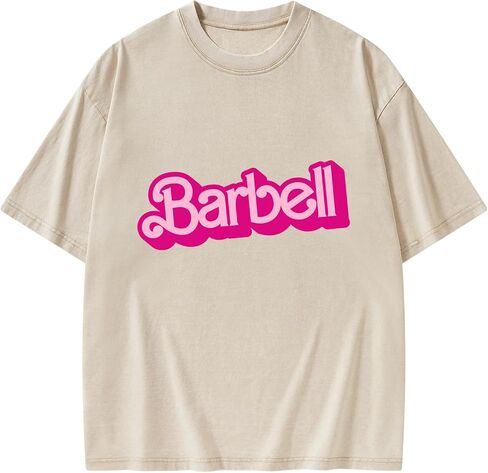 Barbell Vintage Gym Shirt for Women Lightweight Breathable Soft Fabric Workout Fitness Running Hiking Outdoor Activities in Kuwait