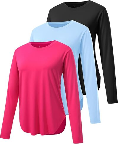 Cosy Pyro 3-Pack Workout Tops for Women Long Sleeve Athletic T-Shirts UPF 50+ Yoga Shirts Quick Dry Running Gym Tee in Saudi Arabia