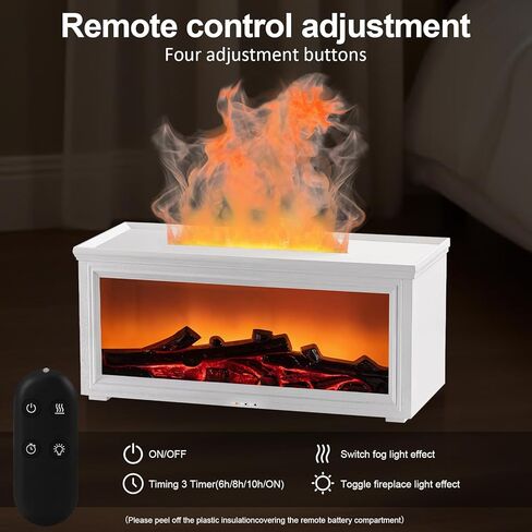 Fireplace Flame Essential Oil Diffuser Humidifier - Ultrasonic Aroma Diffuser with 7-Color Flame Effect, Remote Control & Auto-Off Timer for Bedroom, Home Office,Yoga(Black) in Saudi Arabia