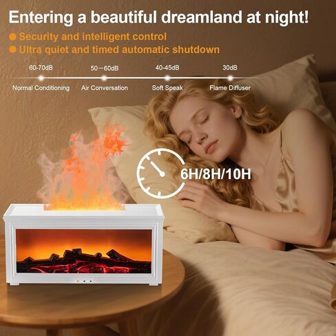 Fireplace Flame Essential Oil Diffuser Humidifier - Ultrasonic Aroma Diffuser with 7-Color Flame Effect, Remote Control & Auto-Off Timer for Bedroom, Home Office,Yoga(Black) in Saudi Arabia