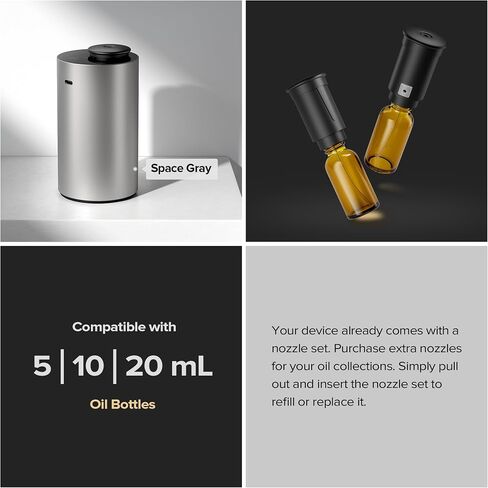 Waterless Essential Oil Diffuser for Home Aromatherapy Scent Diffusers with 1/3/6h Timer Settings or Timer-Off, 3 Mist Levels for Car Room Studio Office, ANX Premium Metal Black 2 Pack in Saudi Arabia