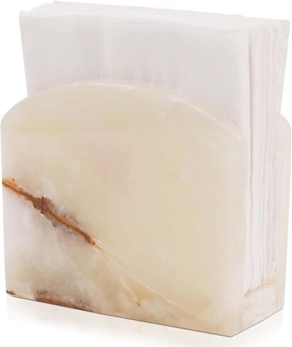 Travertine Marble Handmade Napkin Holder - Coffee And Dining Table - Napkin Holder for Table - Simple And Modern Home & Kitchen Countertop in Kuwait