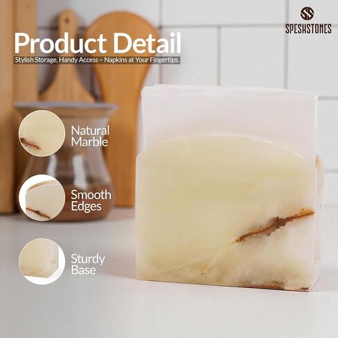 Travertine Marble Handmade Napkin Holder - Coffee And Dining Table - Napkin Holder for Table - Simple And Modern Home & Kitchen Countertop in Kuwait