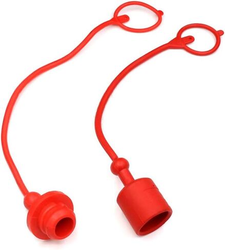 Hydraulic Coupler Dust Cap 1/4 ISO-B 5675 AG Male Female,CEKER Hydraulic Plug Quick connects Port Covers Fittings,Red Cap with Retention Ring Keeps Cap Attached to Hose 2set in Kuwait