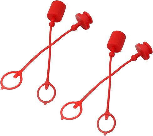 Hydraulic Coupler Dust Cap 1/4 ISO-B 5675 AG Male Female,CEKER Hydraulic Plug Quick connects Port Covers Fittings,Red Cap with Retention Ring Keeps Cap Attached to Hose 2set in Kuwait