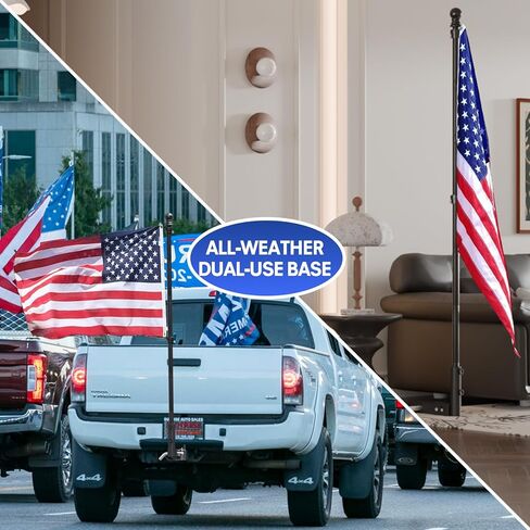 Truck Flag Pole Holder Hitch Mount – Heavy Duty 1-Hole Adjustable, Universal Kit for Standard 2" Receivers with Angle Adjustment, Black Metal Mount for Truck, SUV, Jeep, RV, Camper, Pickup in Kuwait