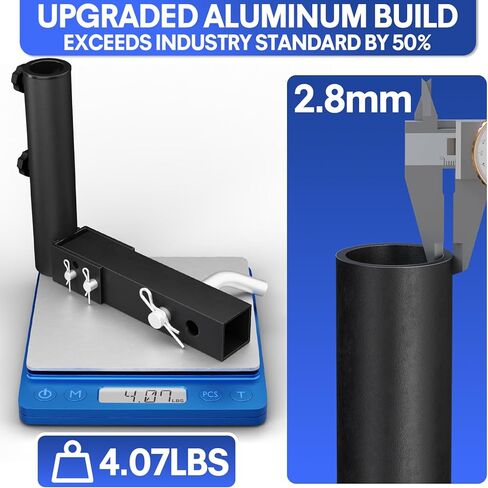 Truck Flag Pole Holder Hitch Mount – Heavy Duty 1-Hole Adjustable, Universal Kit for Standard 2" Receivers with Angle Adjustment, Black Metal Mount for Truck, SUV, Jeep, RV, Camper, Pickup in Kuwait