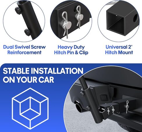 Truck Flag Pole Holder Hitch Mount – Heavy Duty 1-Hole Adjustable, Universal Kit for Standard 2" Receivers with Angle Adjustment, Black Metal Mount for Truck, SUV, Jeep, RV, Camper, Pickup in Kuwait