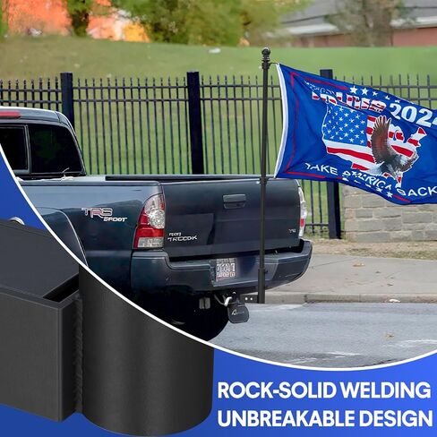 Truck Flag Pole Holder Hitch Mount – Heavy Duty 1-Hole Adjustable, Universal Kit for Standard 2" Receivers with Angle Adjustment, Black Metal Mount for Truck, SUV, Jeep, RV, Camper, Pickup in Kuwait