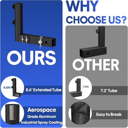 Truck Flag Pole Holder Hitch Mount – Heavy Duty 1-Hole Adjustable, Universal Kit for Standard 2" Receivers with Angle Adjustment, Black Metal Mount for Truck, SUV, Jeep, RV, Camper, Pickup in Kuwait