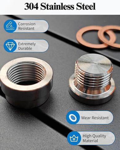 O2 Oxygen Sensor Bung and Plug with Copper Gasket,304 Stainless Steel (2Pack,M18 X 1.5) in Saudi Arabia