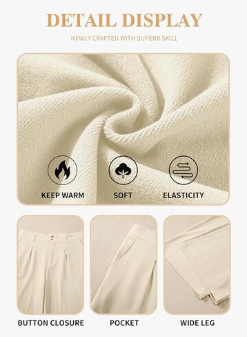 Eytino Plus Size Wide Leg Pants for Women Elastic High Waisted Waffle Knit Dress Pants Casual Trousers with Pockets(1X-5X) in Saudi Arabia