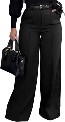 SHINFY Women Wide Leg Dress Pants High Waisted Slacks Pleated Business Casual Office Palazzo Work Pants Trousers in Saudi Arabia