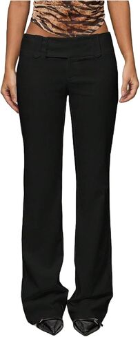 Milumia Women's Wide Leg Bell Bottom Dress Pants Old Money Low Waist Wide Waistband Work Office Trousers in Saudi Arabia