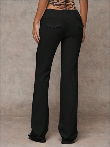 Milumia Women's Wide Leg Bell Bottom Dress Pants Old Money Low Waist Wide Waistband Work Office Trousers in Saudi Arabia