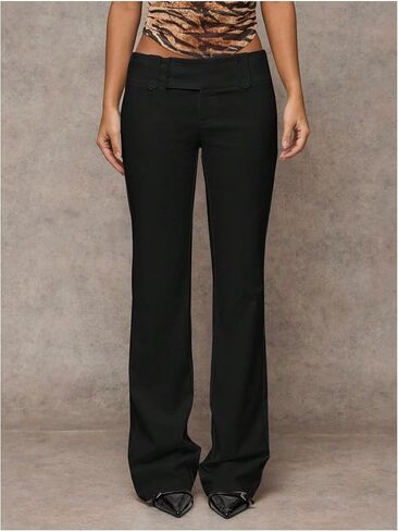 Milumia Women's Wide Leg Bell Bottom Dress Pants Old Money Low Waist Wide Waistband Work Office Trousers in Saudi Arabia
