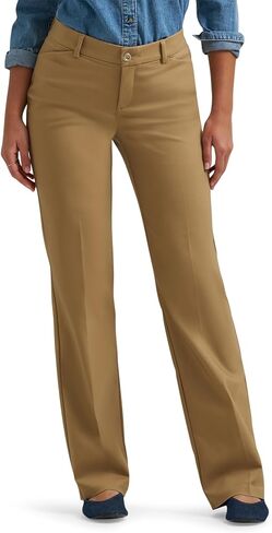 Lee Women's Ultra Lux Comfort with Flex Motion Trouser Pant, Khaki, 12 in Saudi Arabia
