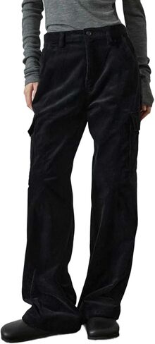 EMMIOL Women’s Y2K Baggy Cargo Vintage Corduroy Pants Elastic High Waisted Loose Fit Casual Fall Clothes Trendy Streetwear in Saudi Arabia