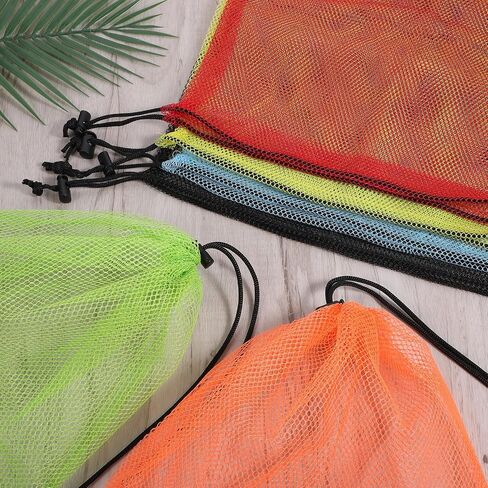 6 Pcs Mesh Drawstring Bag 13 x 15.5 Inch Nylon Storage Bags with Cord Lock Closure Laundry Bag for Swimming Sports Travel, Colorful in Saudi Arabia