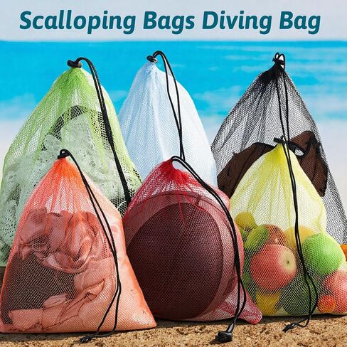 6 Pcs Mesh Drawstring Bag 13 x 15.5 Inch Nylon Storage Bags with Cord Lock Closure Laundry Bag for Swimming Sports Travel, Colorful in Saudi Arabia