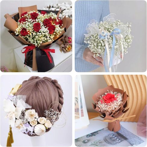 Dried Flowers Babys Breath Bouquet, Natural White Dry Flowers – 17'' 1800+ Ivory Flowers, Preserved Gypsophila Branches for Wedding, Farmhouse Vase Decor, DIY Wreath Floral, Home Party Decoration in Kuwait