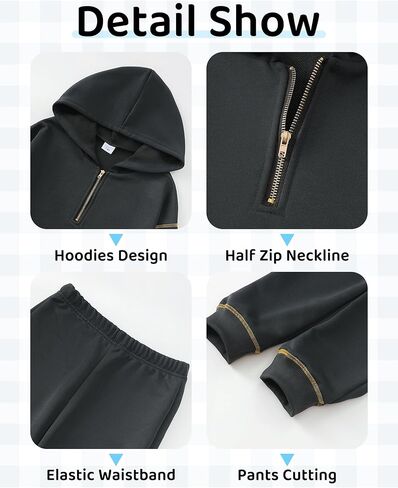 Girls Fall Winter Outfits 2 Piece Clothing Set Zipped Up Pocketed Hoodies Sweatpants Kid Sweatsuit Jogger Set 7-14Y in Kuwait