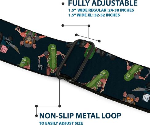 Rick and Morty Belt, Seatbelt Buckle Belt, Rick and Morty Pickle Rick Rat Suit Poses Scattered Black, Adjustable in Saudi Arabia