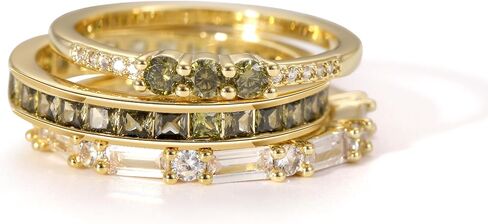 Gold Rings for Women Non Tarnish Dainty Stackable Rings Trendy Eternity Promise CZ Peridot Ring Set Waterproof Gold Jewelry for Women Size 5-10 in Kuwait