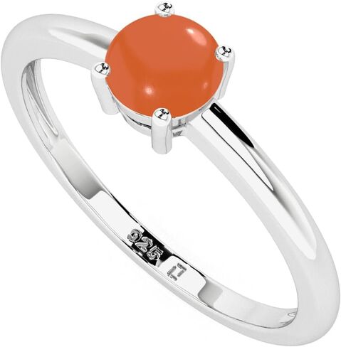 خاتم Carnelian الطبيعي القابل للتكديس للنساء في الفضة الإسترليني ، هدايا المجوهرات المولودية في يوليو in Saudi Arabia