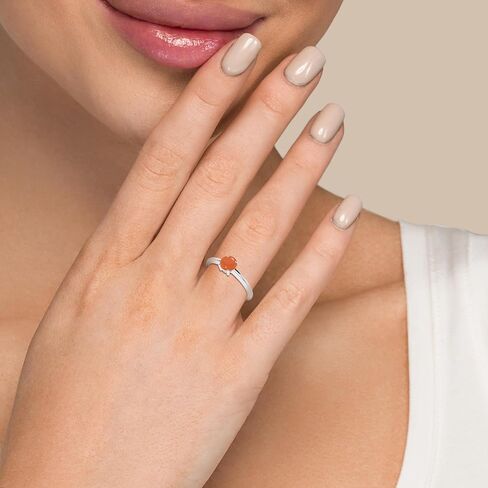 خاتم Carnelian الطبيعي القابل للتكديس للنساء في الفضة الإسترليني ، هدايا المجوهرات المولودية في يوليو in Saudi Arabia