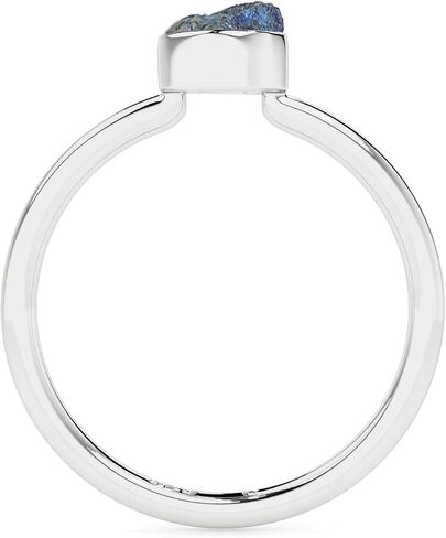 Natural Rough/Raw Gemstones Stackable Ring for Women in Sterling Silver, Birthstone Jewelry Gifts for Her (Bezel-Set) in Saudi Arabia
