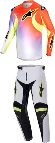 جهاز Alpinestars Racer Lucent White/Neon Red/Yellow Fluo Youth Moto Gear Set - Pant and Jersey Combo in Kuwait