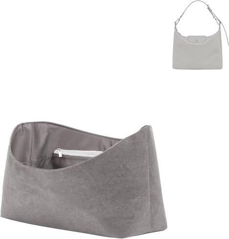 DGAZ محفظة خفيفة الوزن إدراج لأكياس Longchamp-Hobo ، وحرير ودوبونت حقيبة اليد الداخلية للأكياس الفاخرة (Gris Mouette) in Kuwait