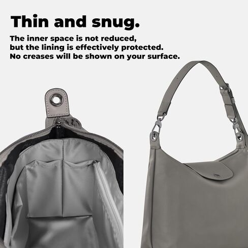 DGAZ محفظة خفيفة الوزن إدراج لأكياس Longchamp-Hobo ، وحرير ودوبونت حقيبة اليد الداخلية للأكياس الفاخرة (Gris Mouette) in Kuwait