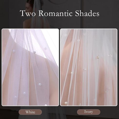 Wedding Veil, 1 Tier Pearl Bridal Veil With Metal Comb, Bride Veil, Veils for Women Wedding in Saudi Arabia