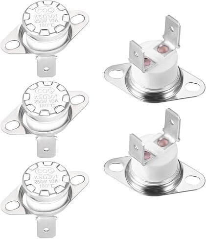 uxcell KSD301 Thermostat 130°C/266°F 10A Normally Closed N.C Adjust Snap Disc Temperature Switch for Microwave Oven Coffee Maker 5pcs in Saudi Arabia