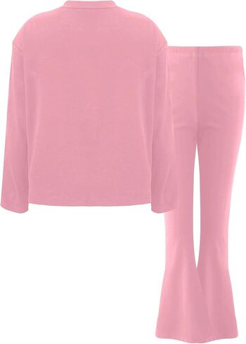 Girls 2 Piece Outfits Graphic Crew Neck Long Sleeve Tops And Flare Leggings Set in Saudi Arabia