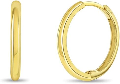 14K Gold Gold Classic 9mm مصقول أقراط لا نهاية لها للأطفال والأطفال الصغار والفتيات الصغيرات - طوق كلاسيكي للفتيات الصغيرات والبريت in Saudi Arabia