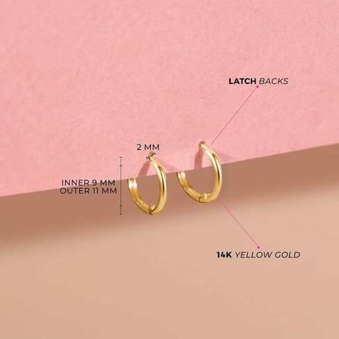 14K Gold Gold Classic 9mm مصقول أقراط لا نهاية لها للأطفال والأطفال الصغار والفتيات الصغيرات - طوق كلاسيكي للفتيات الصغيرات والبريت in Saudi Arabia