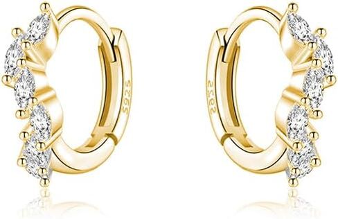 Sluynz 925 Sterling Silver Marquise CZ أقراط للنساء المراهقات دمعة CZ Huggie Earrings Leaf in Saudi Arabia