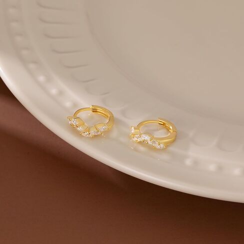 Sluynz 925 Sterling Silver Marquise CZ أقراط للنساء المراهقات دمعة CZ Huggie Earrings Leaf in Saudi Arabia